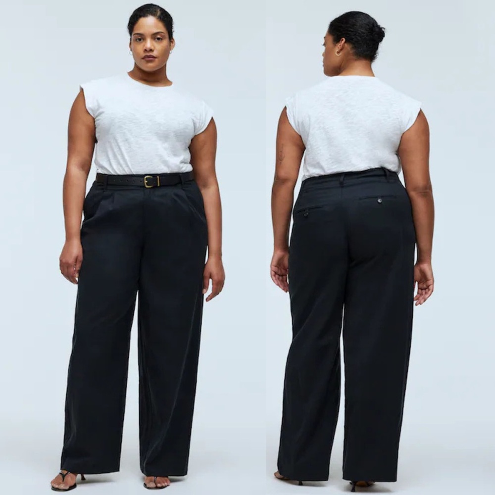 Madewell Wide Leg Smoky black Pants Size 12 High Rise Tailored Trousers